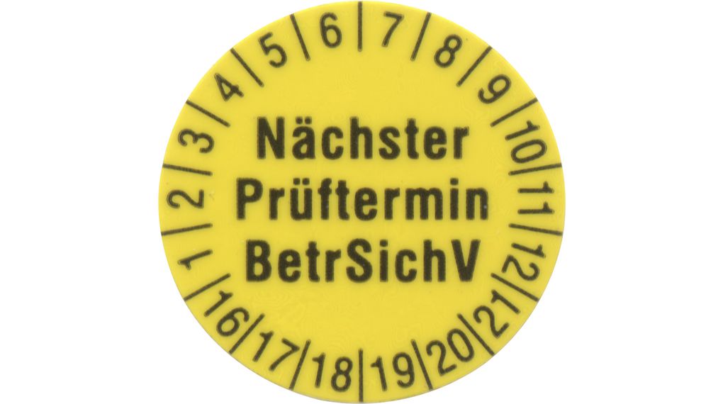 Test Label, Round, Black on Yellow, Identification & Monitoring / Test Sign, 250pcs