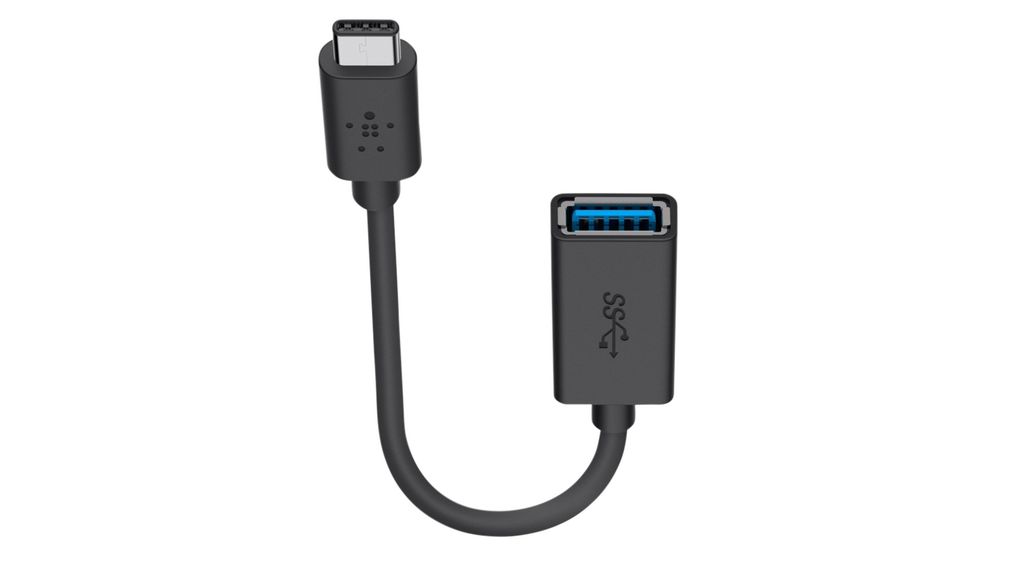 USB Adapter, USB-C Plug - USB-A Socket, 3.0, Black