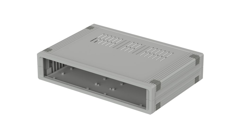 Plastic Enclosure with Air Vents, ABS, 199x291x62mm, Light Grey