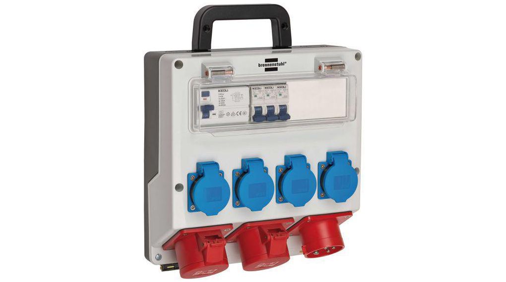 Rozvodná skříň 6x Zásuvka DE typ F (CEE 7/3) / Zásuvka CEE - CEE Plug Modrá / Červená