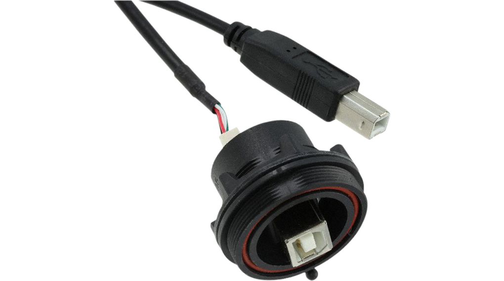 Cable, USB-B Plug - USB-B Plug, 500mm, USB 2.0, Black