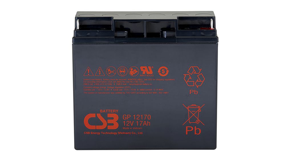 GP12170, CSB Energy Batterie rechargeable, Plomb-Acide, 12V, 17Ah, Borne à  vis, M5