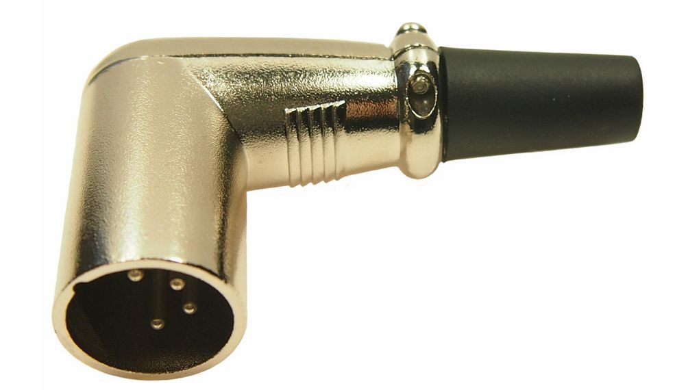 XLR Connector, Plug, Right Angle, Cable Mount, 4 Poles