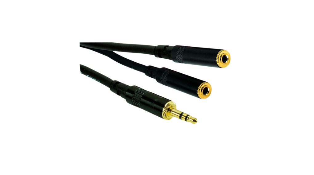 Audio Cable, Stereo, 3.5 mm Jack Plug - 2x 3.5 mm Jack Socket, 300mm