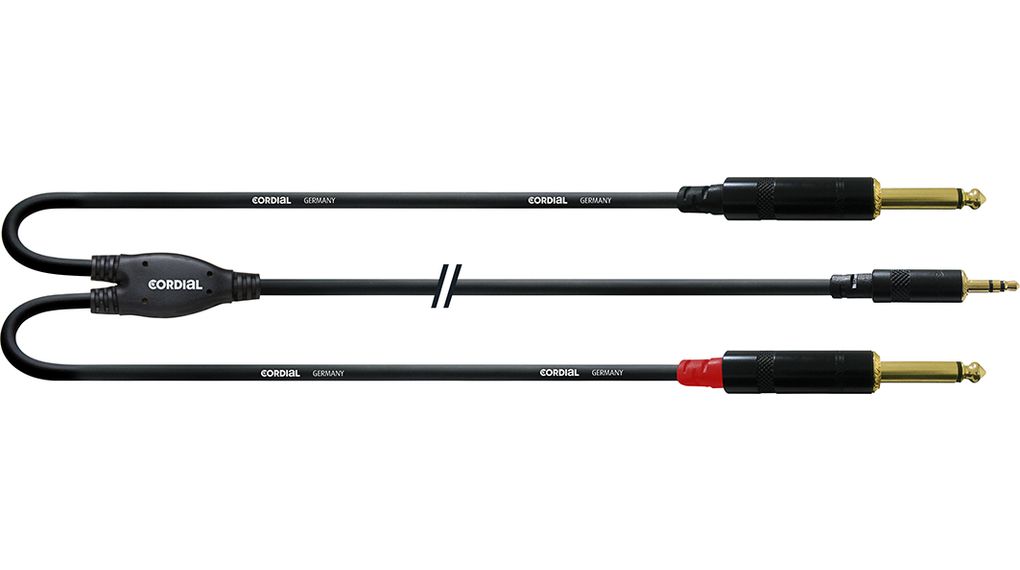 Y-Adapter Cable, Microphone, 3.5 mm Jack Plug - 2x 6.35 mm Jack Plug, 1.5m