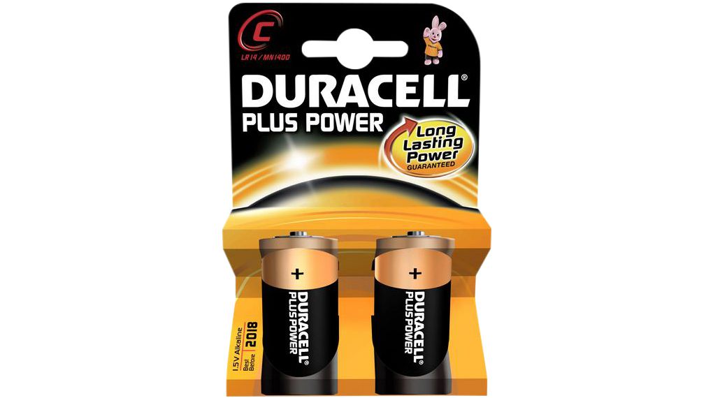 Primary Battery, Alkaline, C, 1.5V, Plus Power, Pack of 2 pieces