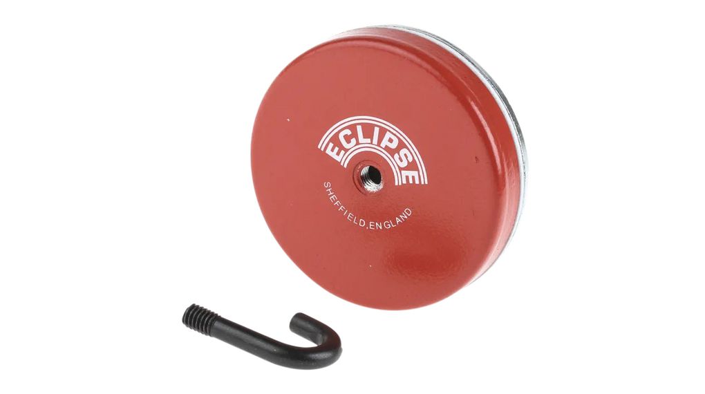 Magnet with Hook, M6, Round, Ferrite, 66 x 15.5mm