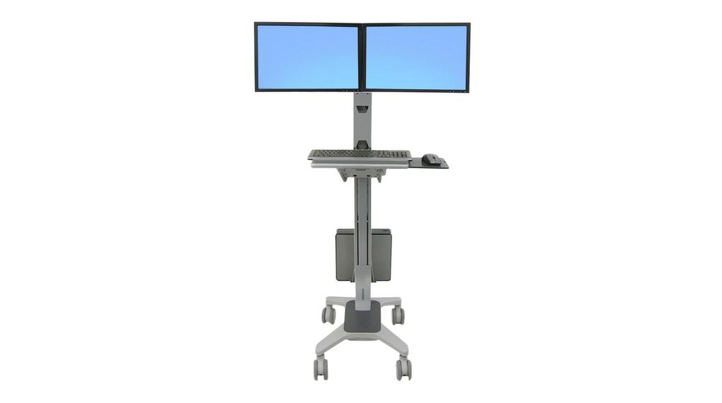 Dual LCD Monitor Mobile Workstation, Adjustable, 432 x 521mm x 1.7m, 20.9kg