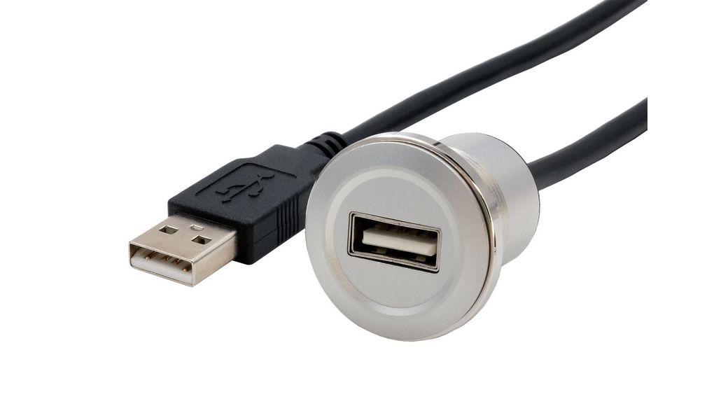 Adaptateur traversant, 300 mm, Prise USB-A 2.0 - Fiche USB 2.0 A