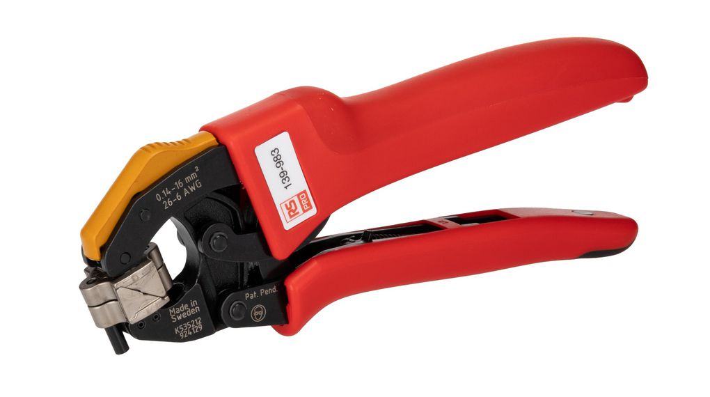 Hand Ratcheting Crimp Tool for Wire Ferrules, 0.14 → 16mm² Wire