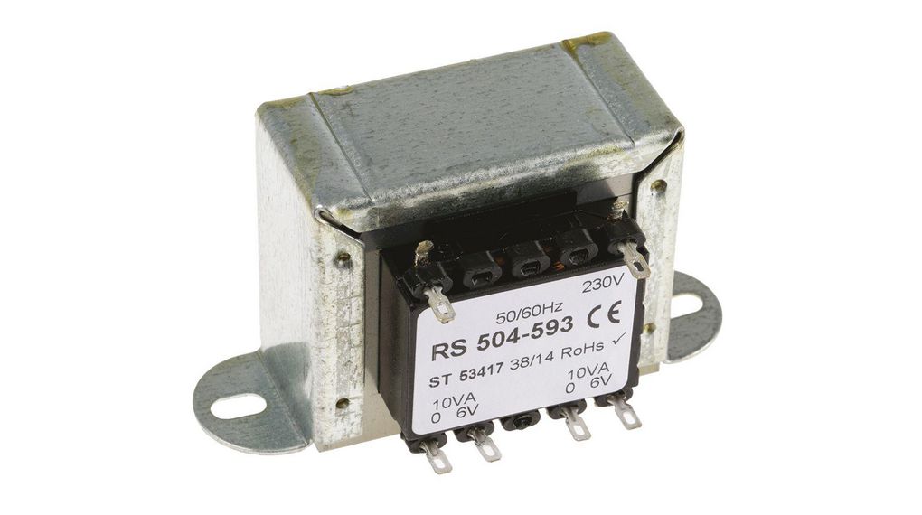 20VA 2 Output Chassis Mounting Transformer, 6V ac, IEC 61558-2-6