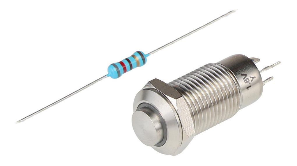 Illuminated Push Button Switch, Latching, Panel Mount, 12mm Cutout, SPST, Yellow LED, 36V dc, 250V ac, IP40 SPST