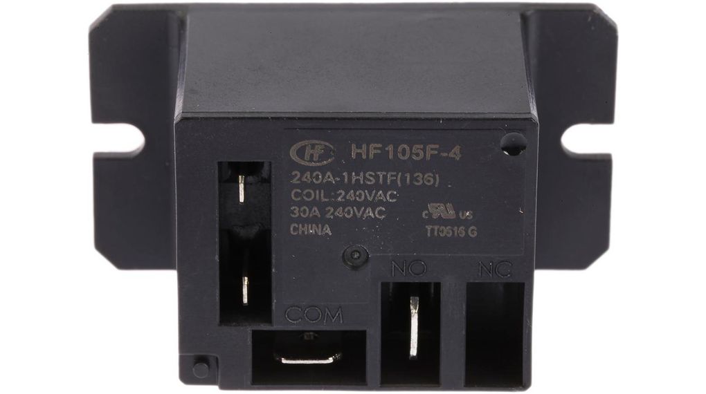 Hongfa Europe GMBH Flange Mount Power Relay, 240V ac Coil, 30A Switching Current, SPST