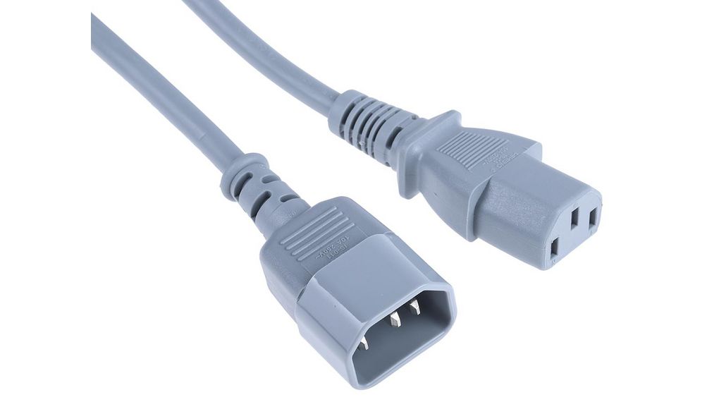 Straight IEC C13 Socket to Straight IEC C14 Plug Power Cord, 2m, 250V, Kabellänge 2m