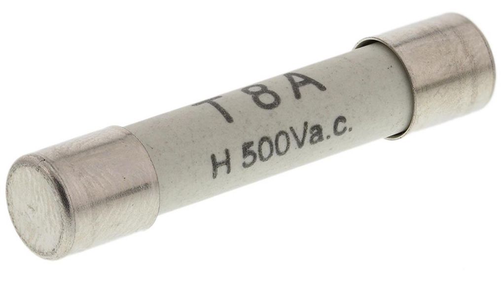 8A T Ceramic Cartridge Fuse, 6.3 x 32mm, Pack of 10 pieces