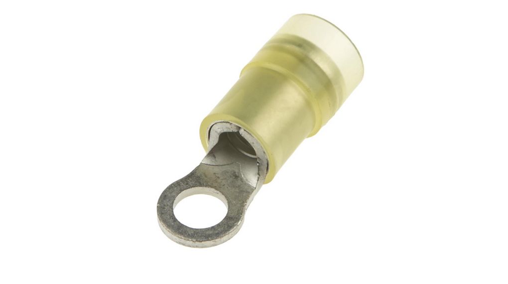 Insulated Ring Terminal, M4 Stud Size, 4mm² to 6mm² Wire Size, Yellow, 100 ST