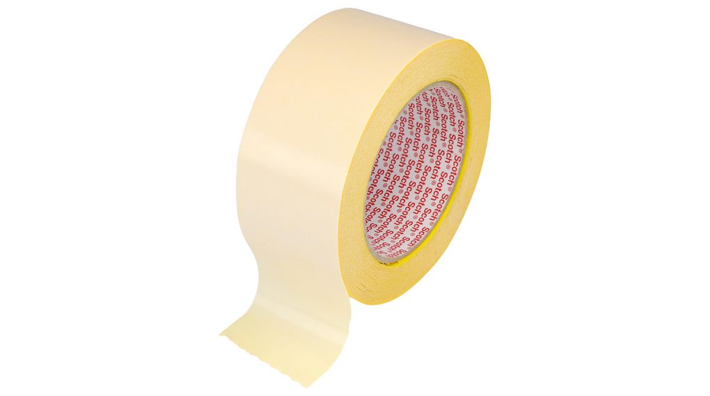 3M 9195 Yellow Double Sided Paper Tape, 0.13mm Thick, Polypropylene Film Backing, 50mm x 25m