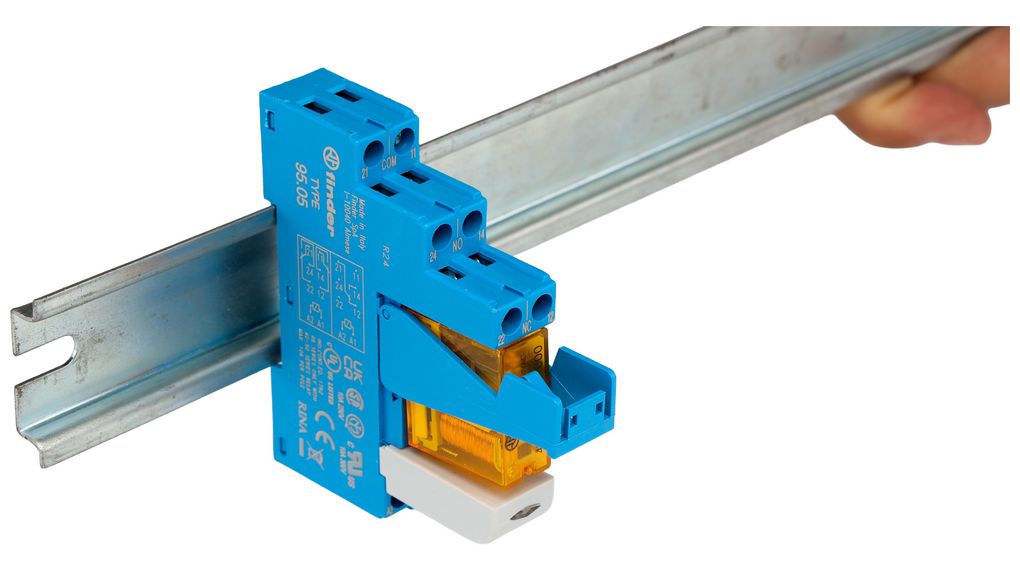 Finder 48 Series Interface Relay Module, DIN Rail Mount, 24V Coil, SPDT, 1-Pole, 16A Load
