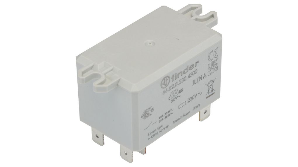 Finder Flange Mount Power Relay, 230V Coil, 50A Switching Current, DPST