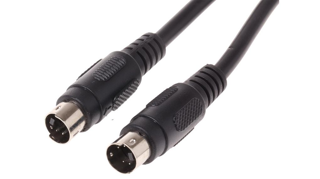 Male 4 Pin mini-DIN to Male 4 Pin mini-DIN Black DIN Cable 1m 1m Svart