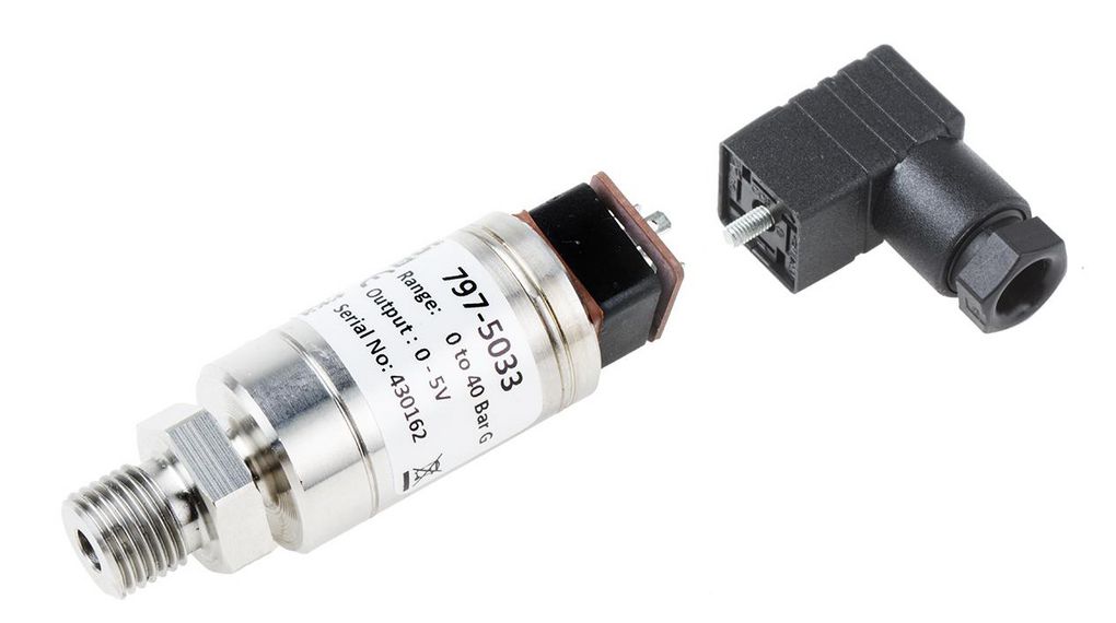 Pressure Sensor, 0bar Min, 40bar Max, Voltage Output, Relative Reading