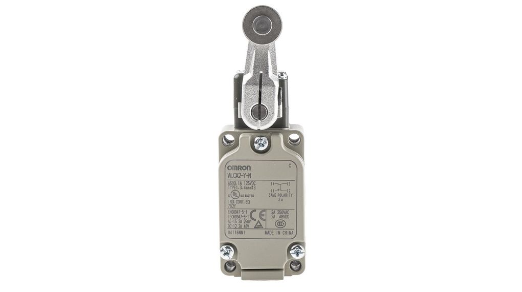 Omron WL Series Roller Lever Limit Switch, NO/NC, IP67, SPST, 500V ac Max, 10A Max