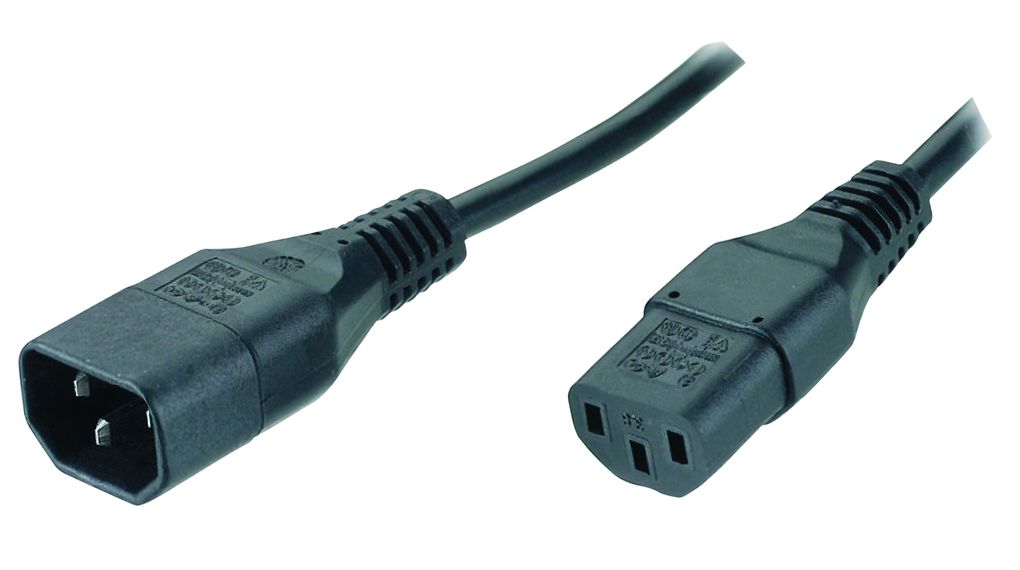 Kable do urządzeń IEC IEC 60320 C14 - IEC 60320 C13 1.5m Czarny