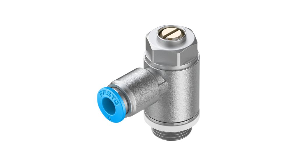 Flow Control Valve, Slotted Screw, G1/4" / QS-6, 20kPa ... 1MPa, 400L/min