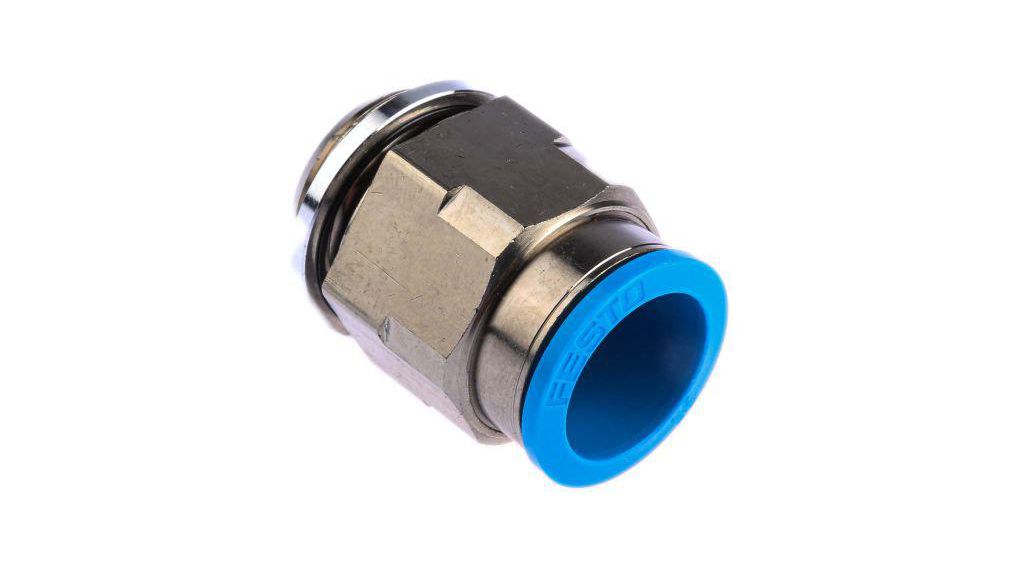 QS Series Straight Threaded Adaptor, G 1/2 Male to Push In 16 mm, Threaded-to-Tube Connection Style, 186105