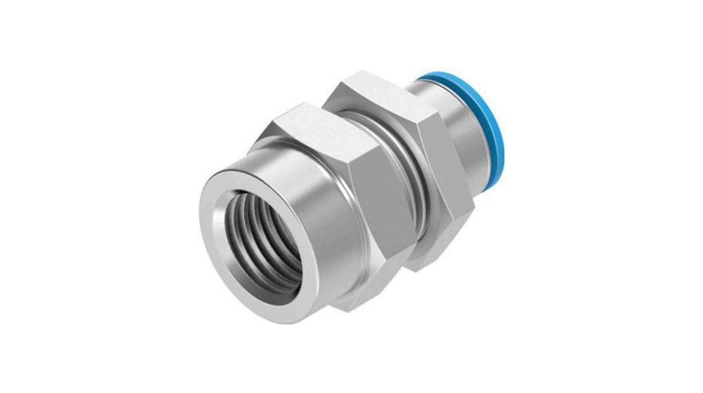 Festo QS Series Bulkhead Threaded-to-Tube Adaptor, G 1/2 Female to Push In 16 mm, Threaded-to-Tube Connection Style, 190657