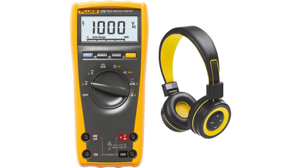 Digitaalinen Fluke 175 True-RMS -yleismittari + ILMAINEN Bluetooth®-kuulokkeet, 1kV, 99.99kHz, 50MOhm