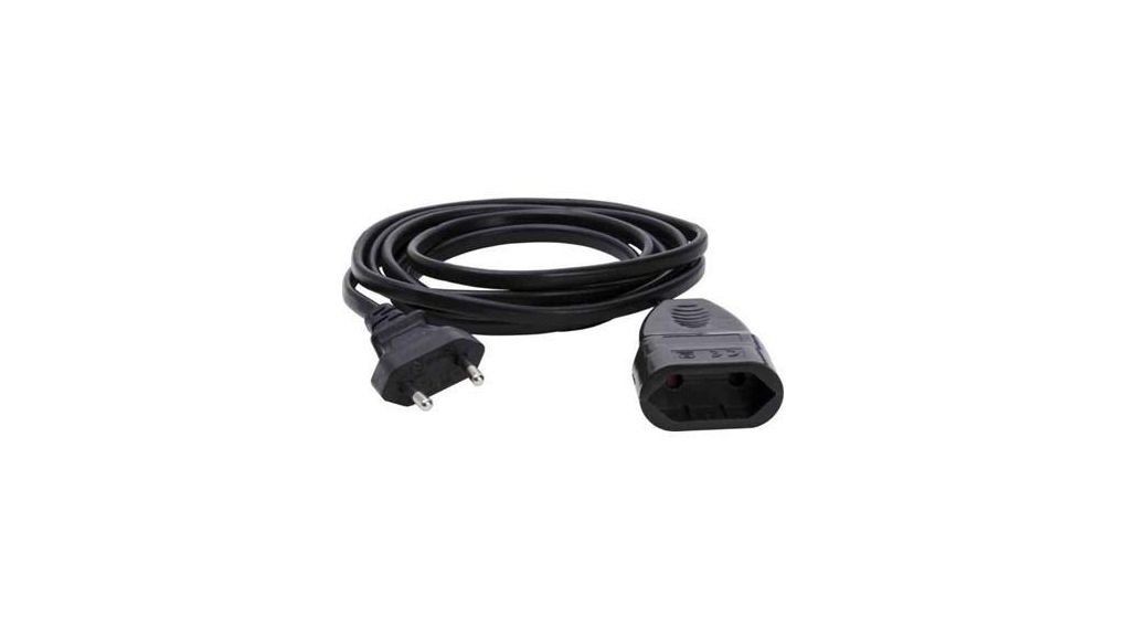 Extension Cable PVC Euro Type C (CEE 7/16) Plug - Euro Type C (CEE 7/16) Socket 4m Black