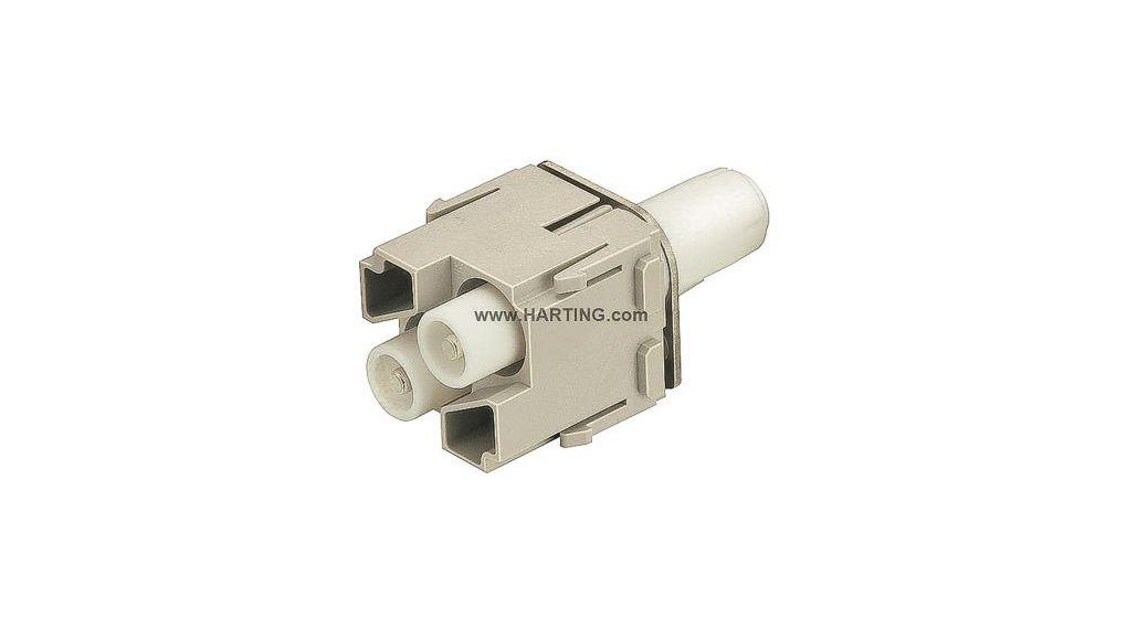 Heavy Duty Power Connector Module, 40A, Male, Han-Modular Series, 2 Contacts