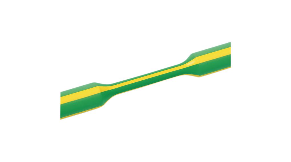 Heat-Shrink Tubing 2:1, 12.7 ... 25.4mm, Green / Yellow, Cross-Linked Polyolefin, 30m