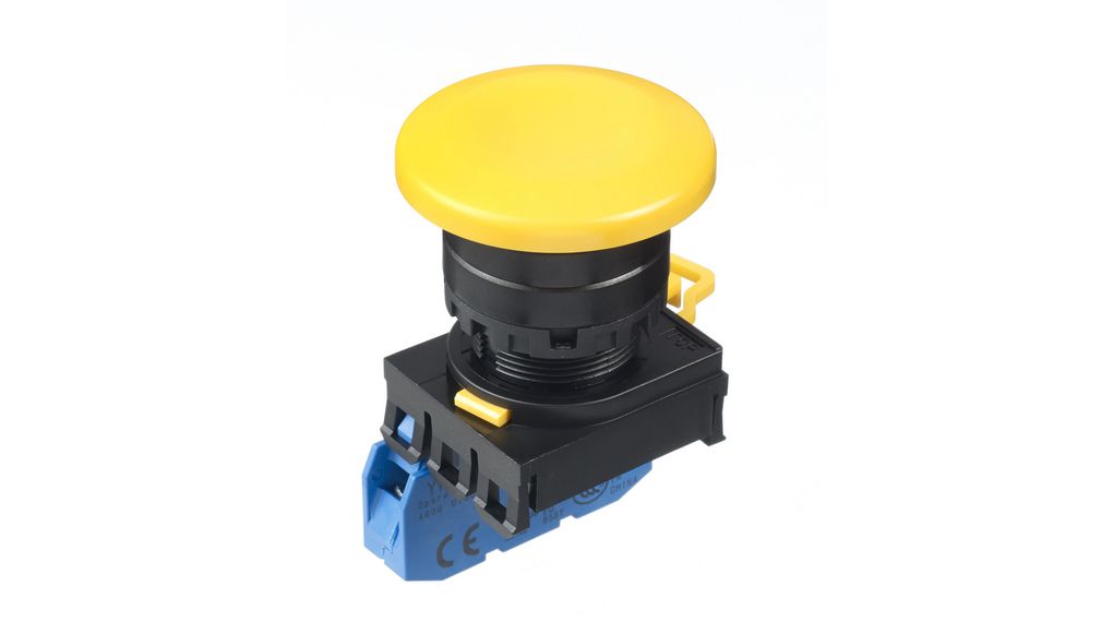 Pushbutton Switch Momentary Function 1NO Panel Mount Black / Yellow
