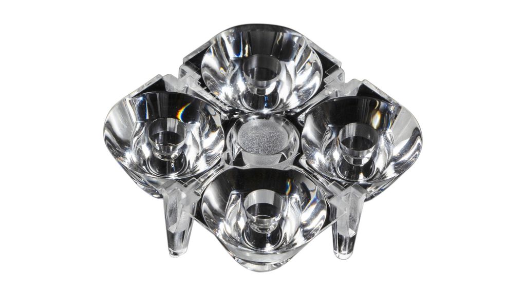LED-Mehrfachlinsen-Array, ungetönt, 2x2, 10°, Verschraubung, 50x50x16mm
