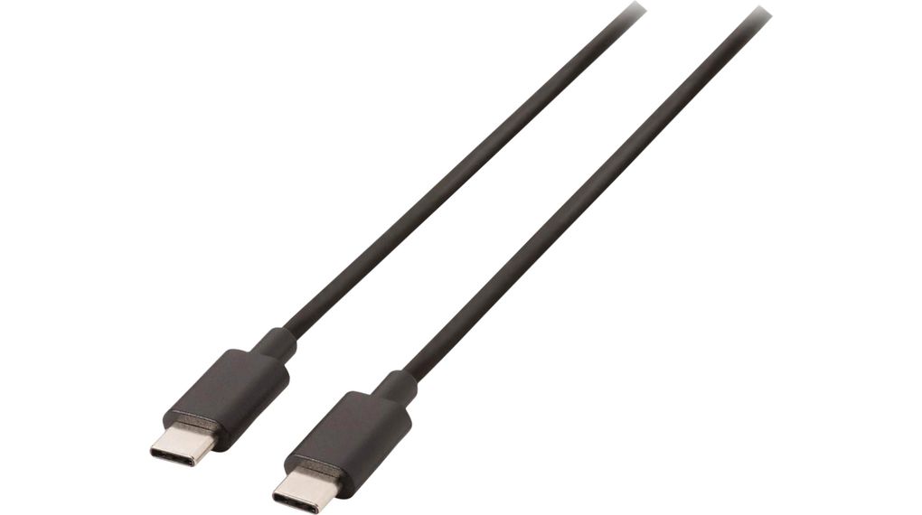 Cable, USB-C-stekker - USB-C-stekker, 1m, USB 2.0, Zwart