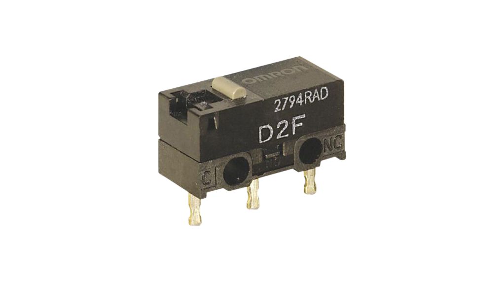 Mikroschalter, D2F, 5A, 1 Wechsler, 1.47N, Stiftstössel