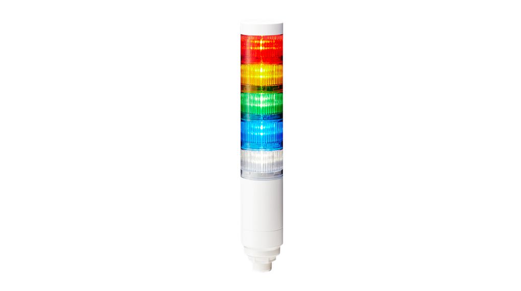 Signal Tower Blue / Green / Red / White / Yellow 225mA 24V LR6 Pole Mount IP67 / IP69K Connector, M12