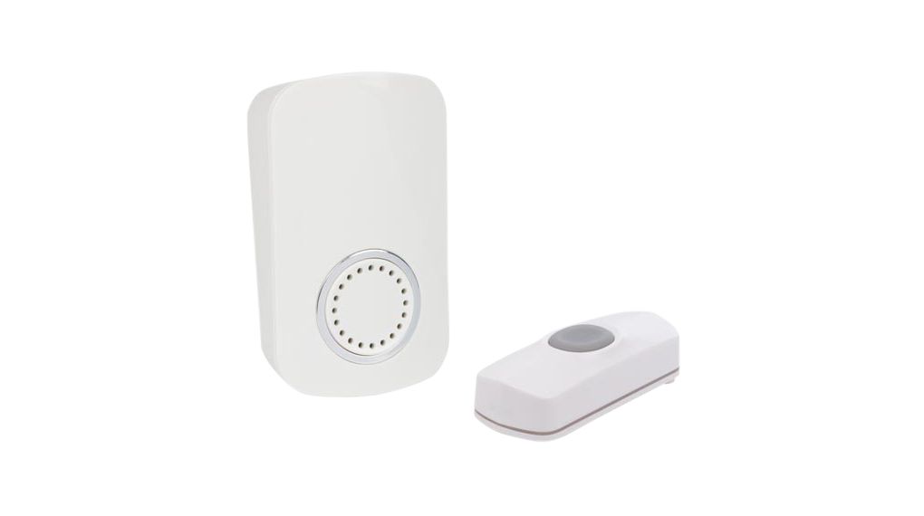 Wireless Plug-In Doorbell Kit with Push-Button, 150m, White
