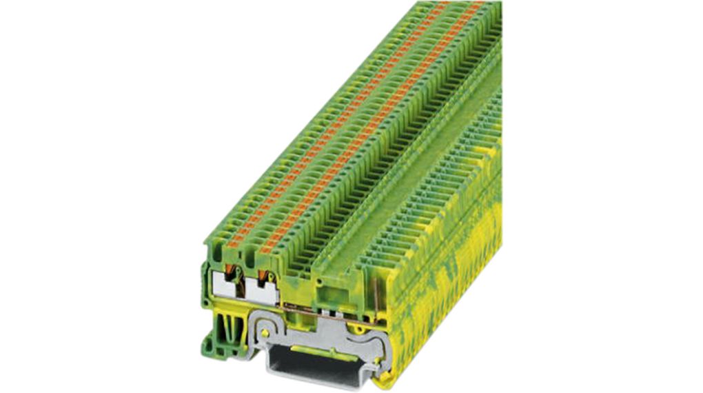 Terminal Block, Push-In, 3 Poles, 400V, 10A, 1.5mm², Green / Yellow, Pack of 5 pieces