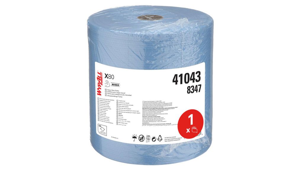X80 Power Clean Cloths 8347 Dry Cleaning, Roll of, 310 x 315 mm Roll of 475 Pieces