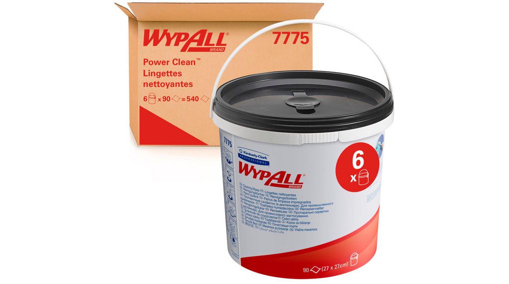 WYPALL Power Clean Cleaning Wipes Refill 7775 Wet Cleaning, Bucket of, 270 x 270 mm