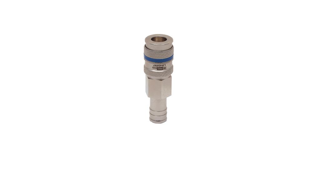 Brass, Steel Female Pneumatic Quick Connect Coupling, 6mm Hose Barb