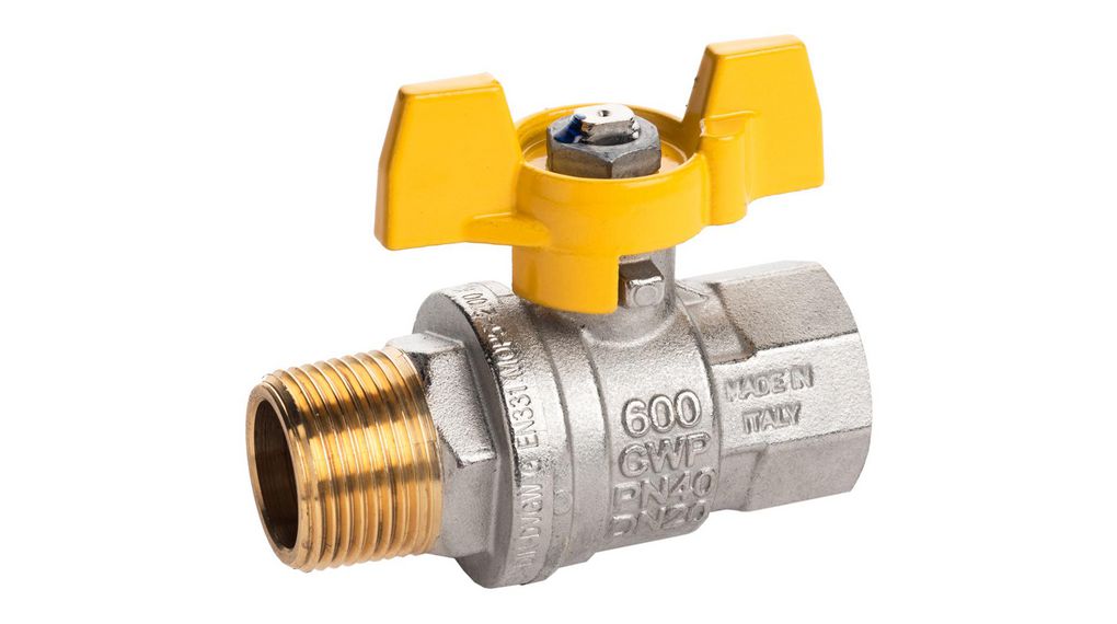 Brass 2 Way, Ball Valve, Threaded, BSPP 1/2in, 40 → 30bar Operating Pressure