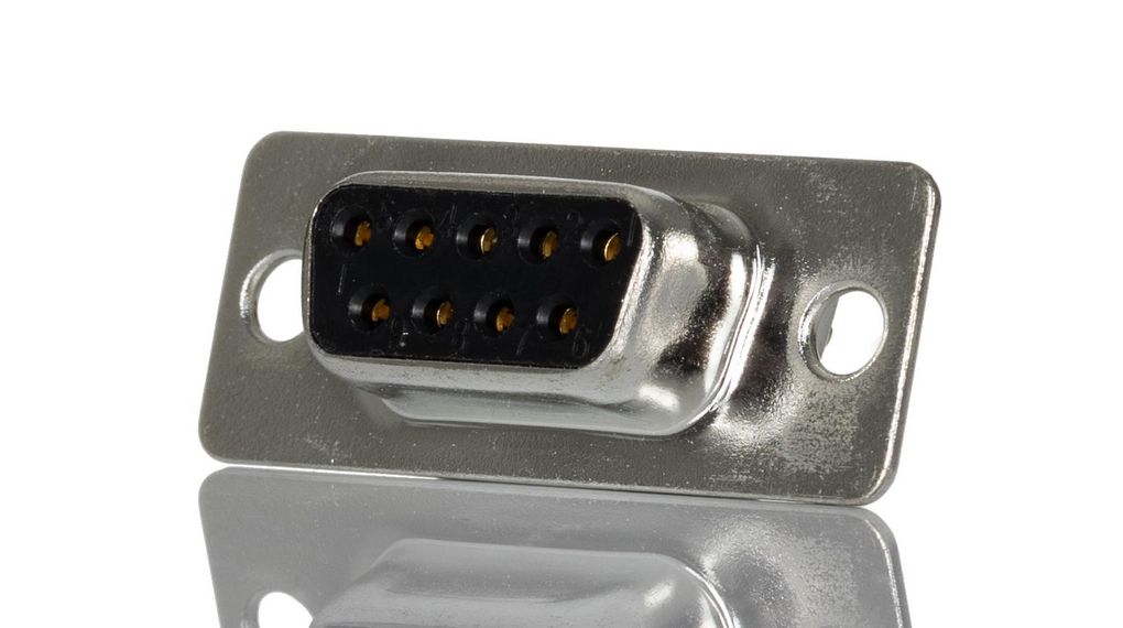 D-Sub Connector, Steel, Socket, DE-9, 5A, 500V, Pack of 5 pieces