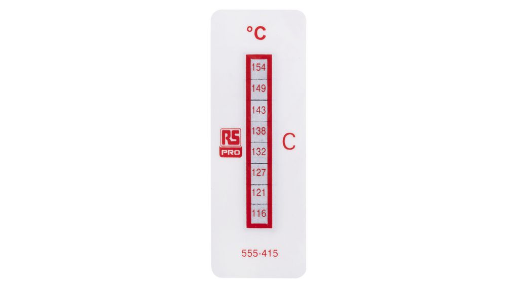 Thermal Strip, Acrylic, 116 ... 154°C, Pack of 10 pieces
