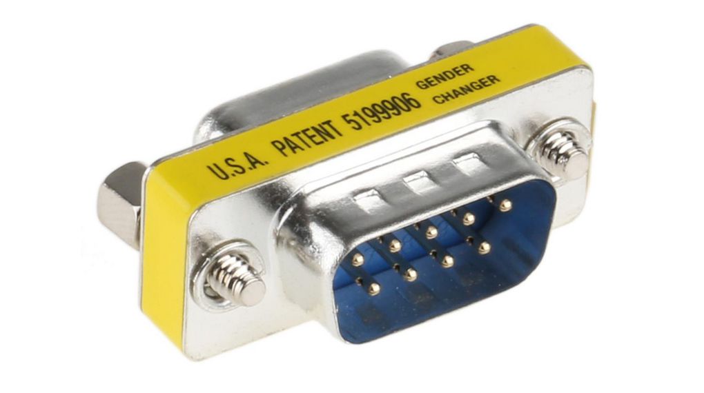 D-sub-adapter, D-Sub 9-pins sokkel - D-Sub 9-pins plugg