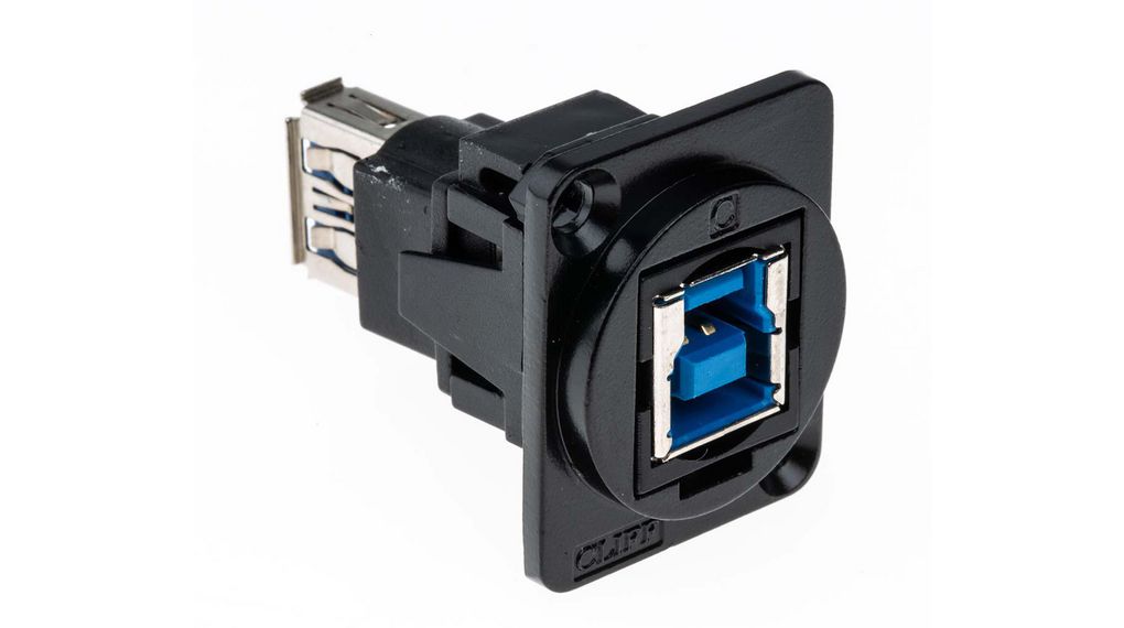 Adapter, Straight, Steel, USB-B 3.0 Socket - USB-A 3.0 Plug