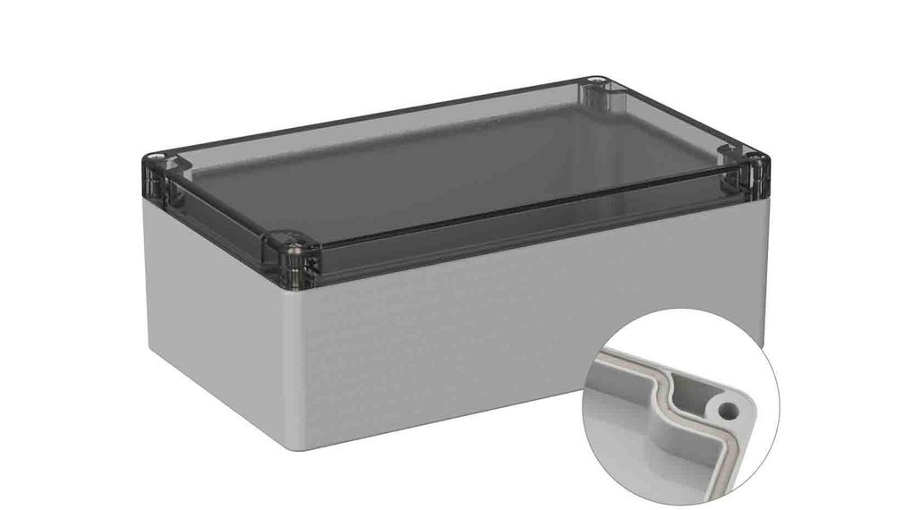 Plastic Enclosure 120x200x75mm Grey Polycarbonate IP66